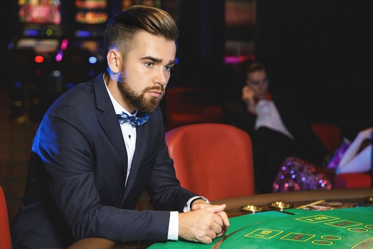Live dealer baccarat table with multi-camera studio setup